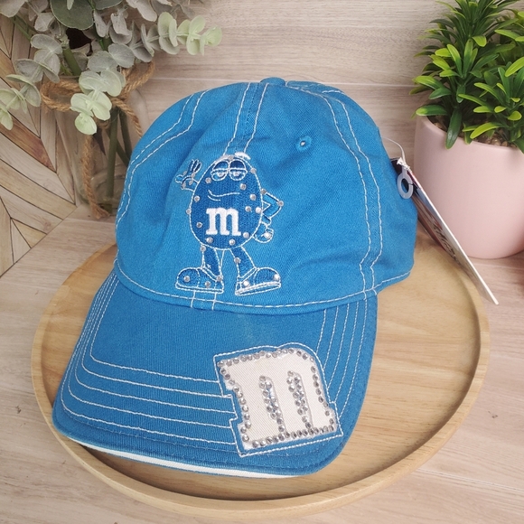 NEW M&M Blue Ball Cap With Rhinestones Robert Yates Racing 38 NASCAR* - Picture 1 of 8